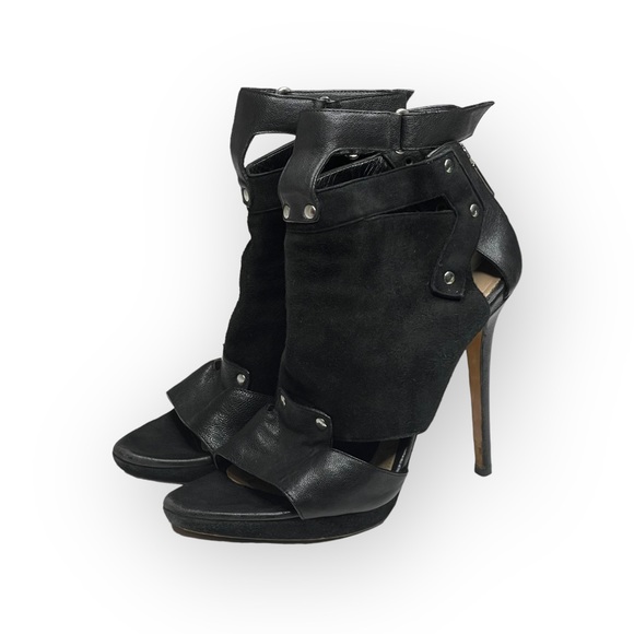 Herve Leger 𖤐 Platform Suede Leather Stiletto Heel Ankle Booties 𖤐 Black 37 7 - Picture 9 of 17